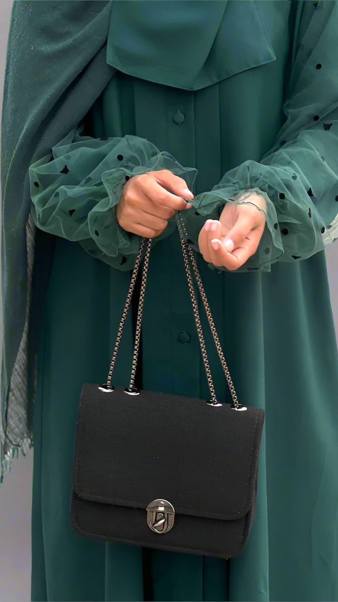 Black Puff Sleeves Abaya