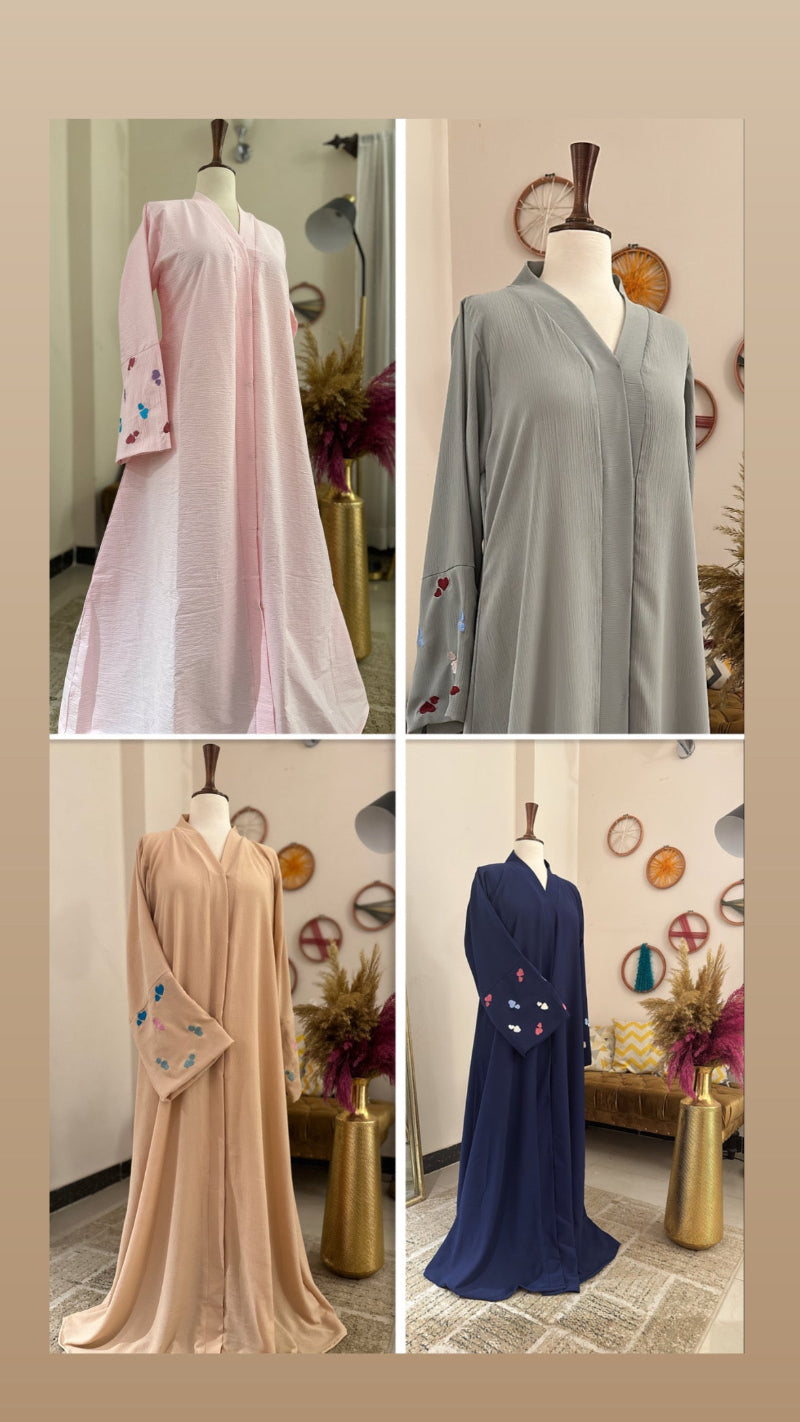 Pink Heart Sleeves Abaya