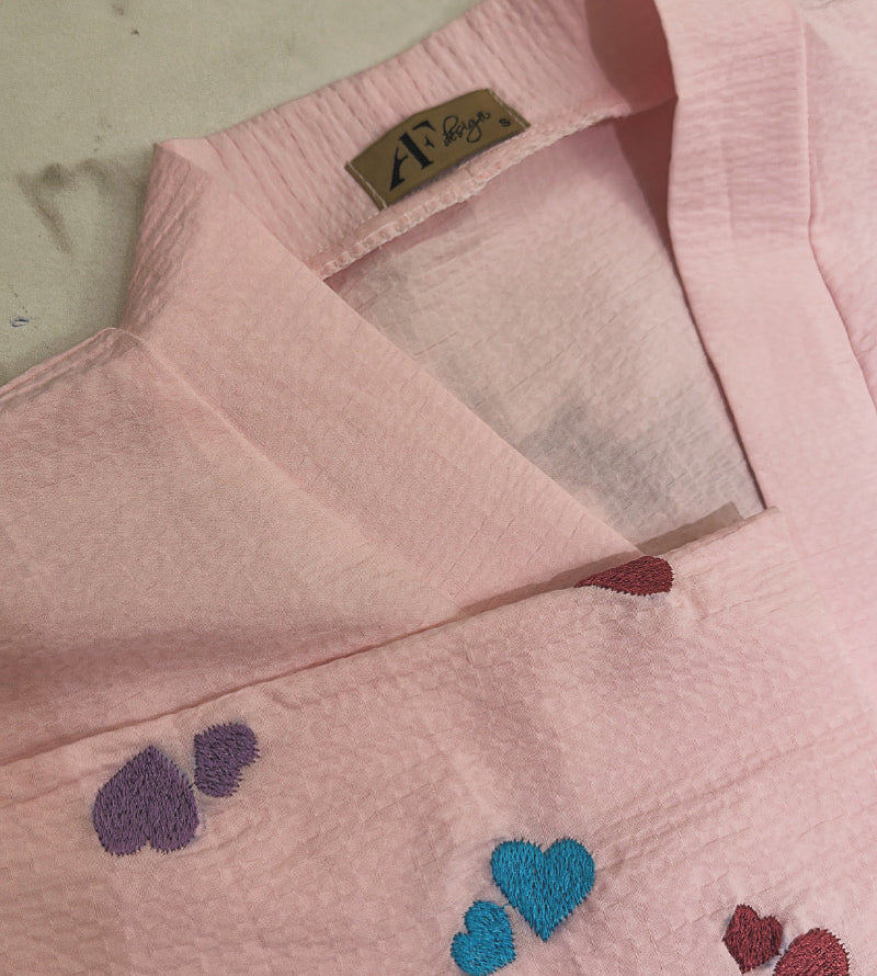 Pink Heart Sleeves Abaya