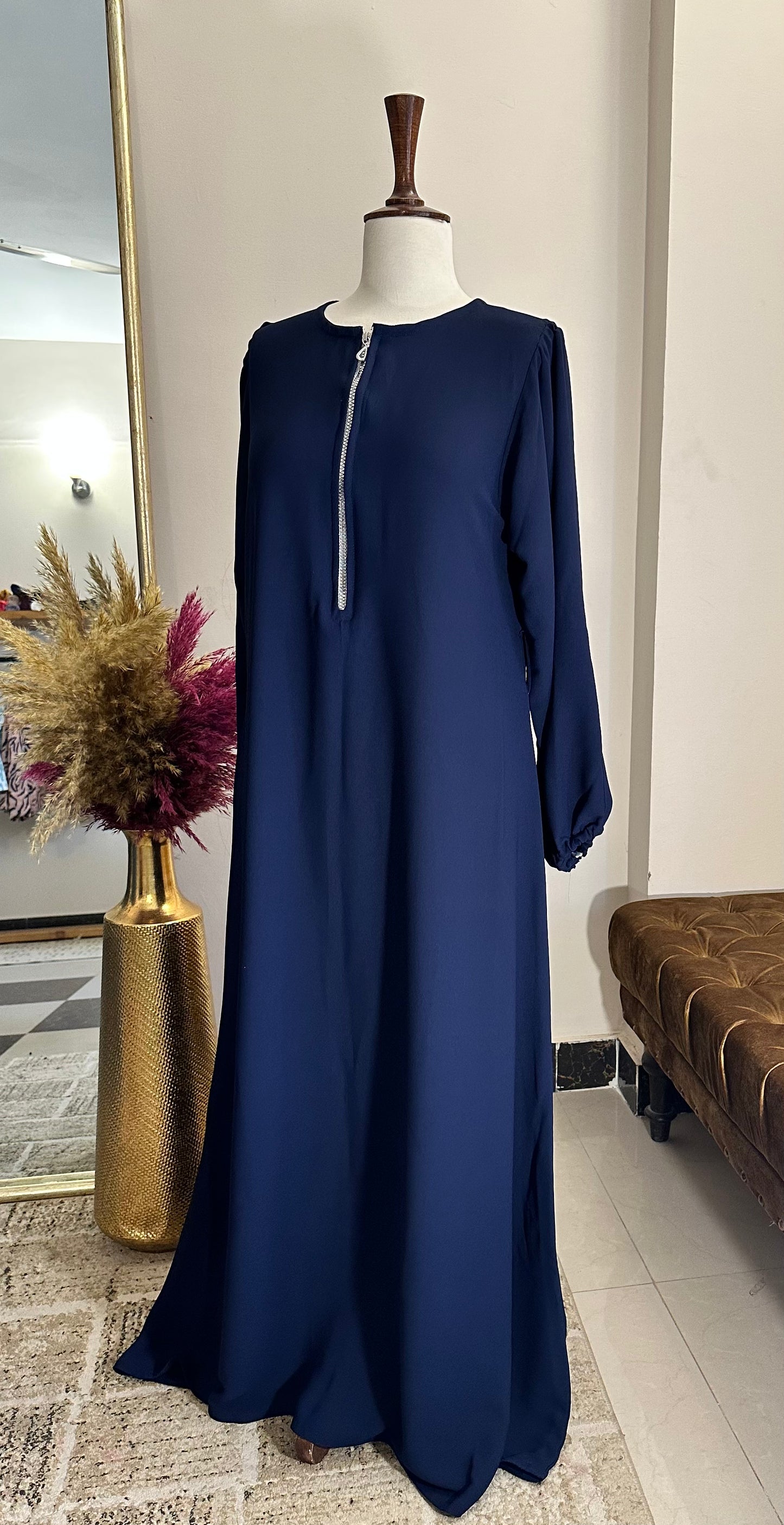 Zip Style Abaya with Belt