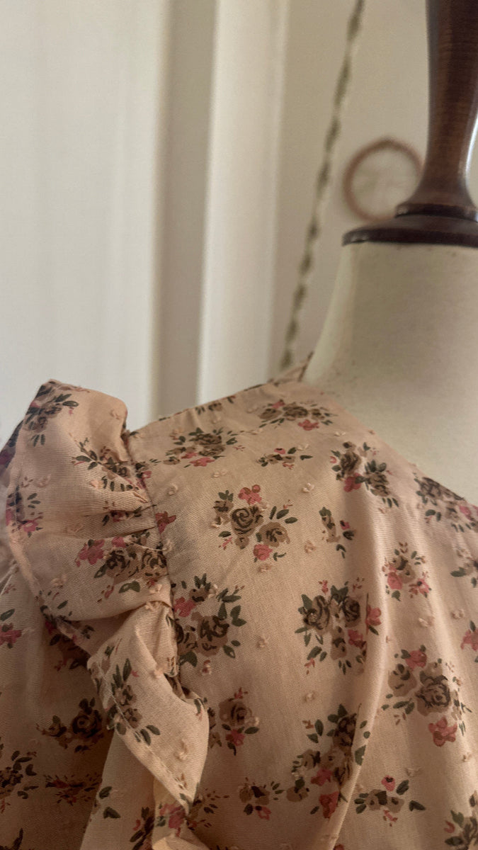 Tea-Pink Printed Lawn Abaya