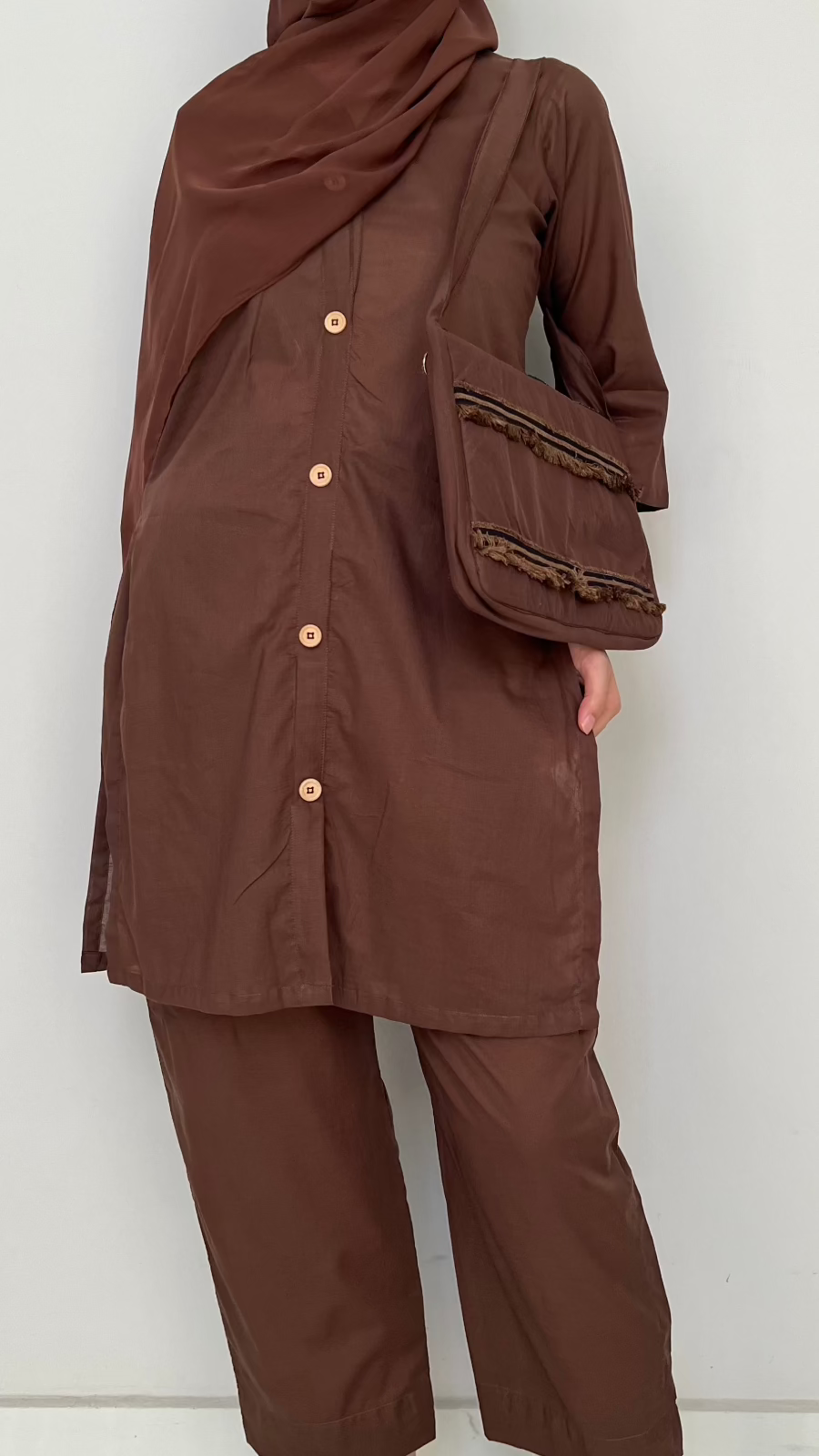 Brown Hajj Lawn Abaya