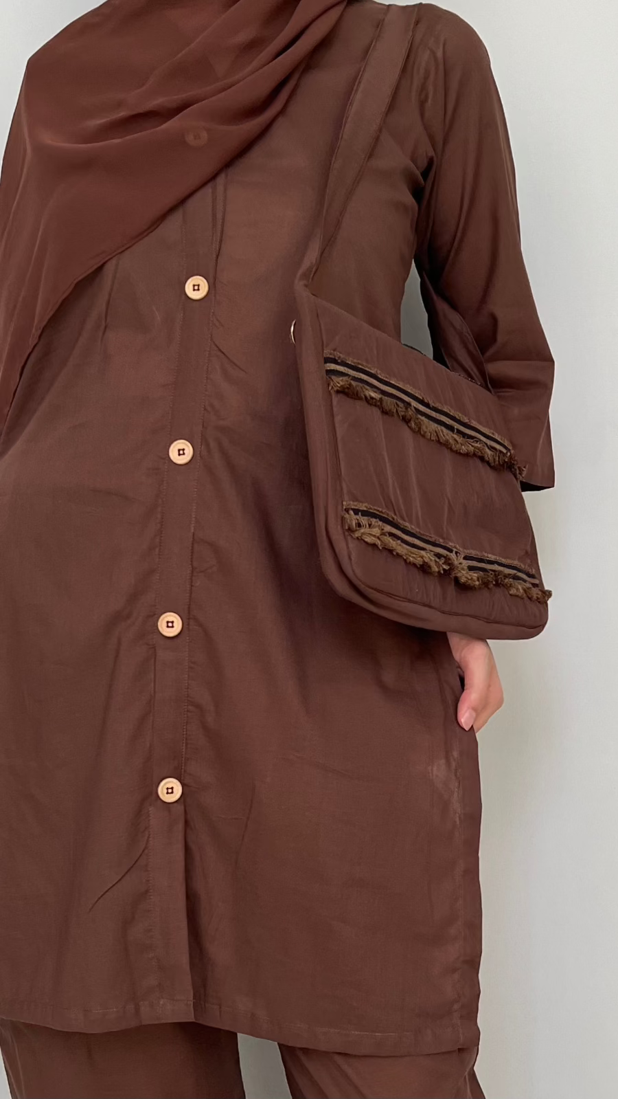 Brown Hajj Lawn Abaya
