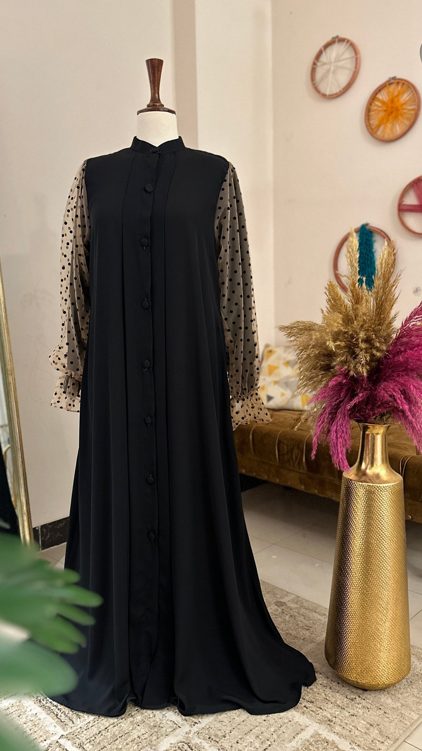 Black Puff Sleeves Abaya