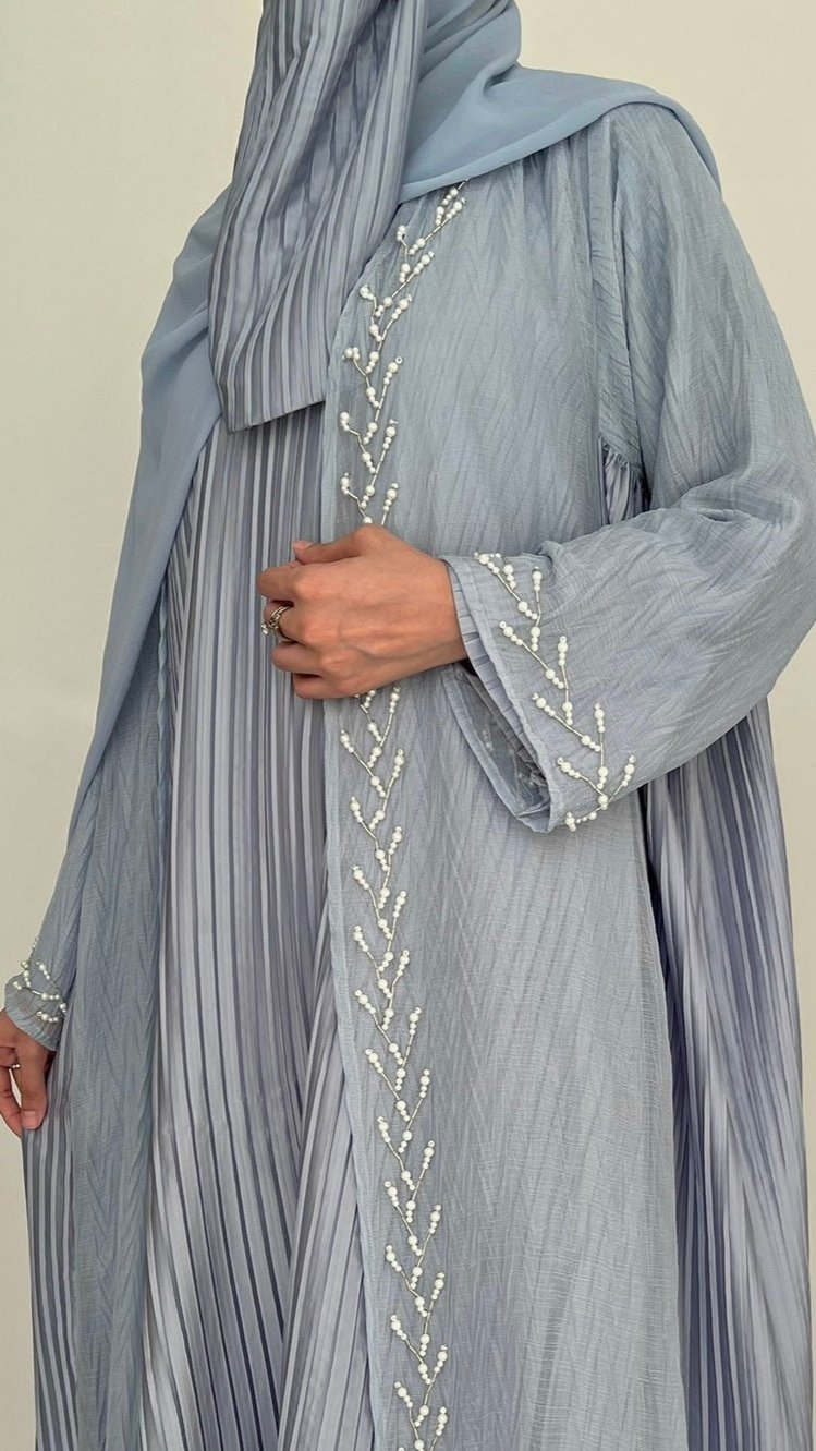 Powder Blue Pearl Luxury Abaya