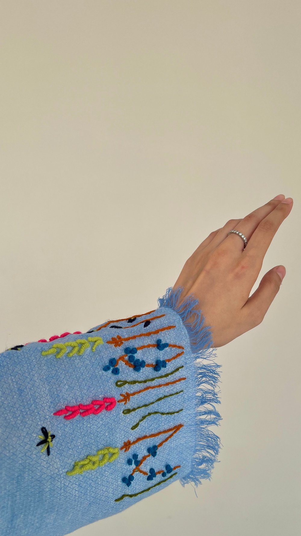 Jeans Autumn Flower Sleeves Abaya