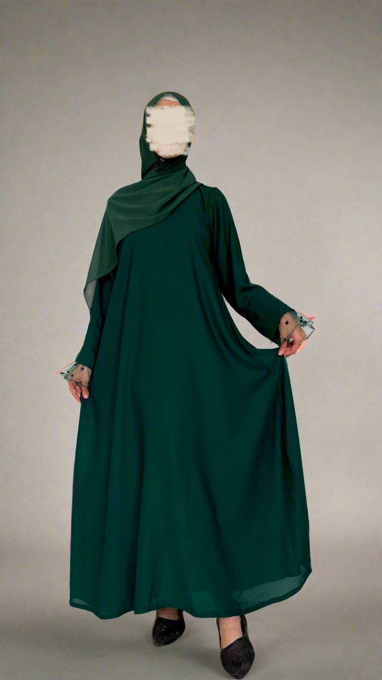 Green Net Sleeves Abaya