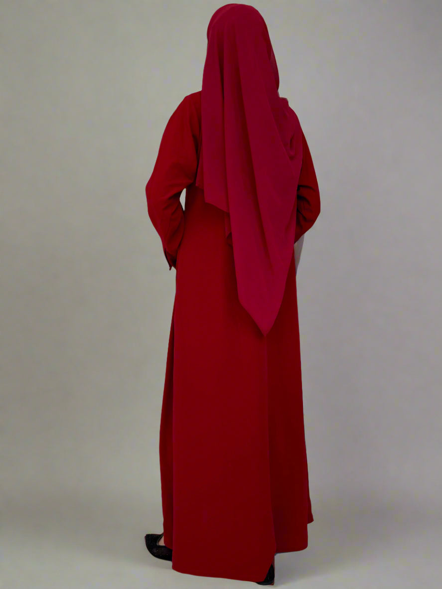 Mahroon Net Sleeves Abaya