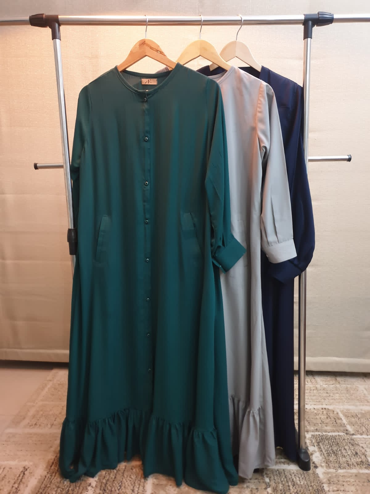 Grey Front Frill Abaya
