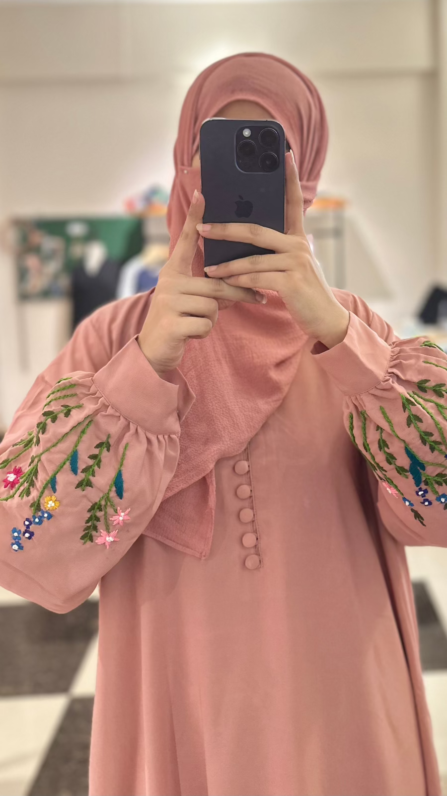 Floral Handwork Sleeves Abaya