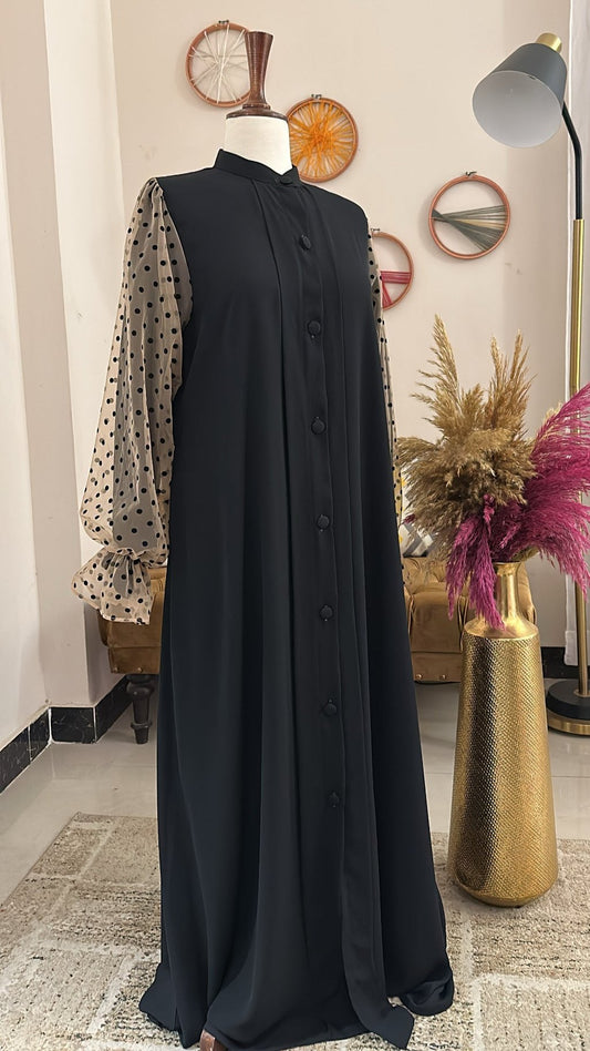 Black Puff Sleeves Abaya