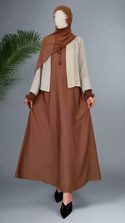 Wood Color Simple Abaya