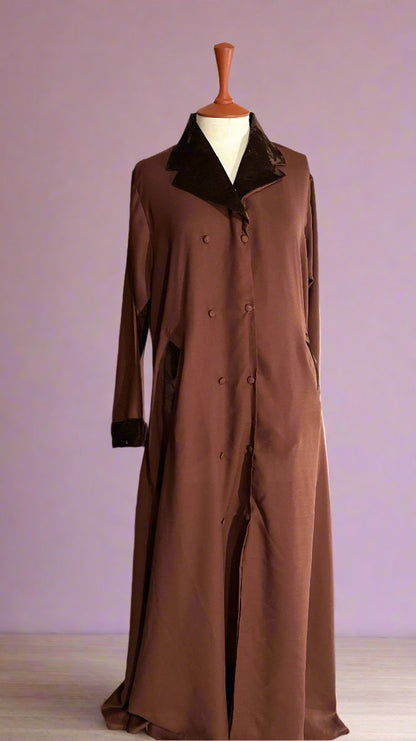 Velvet collar abaya