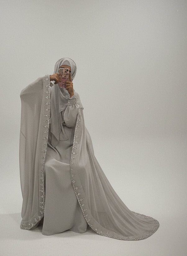 The Luxury Pastel Blue Cape Abaya