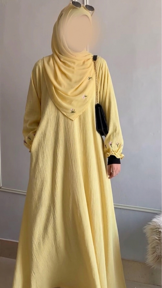 Butter Yellow Floral Handwork