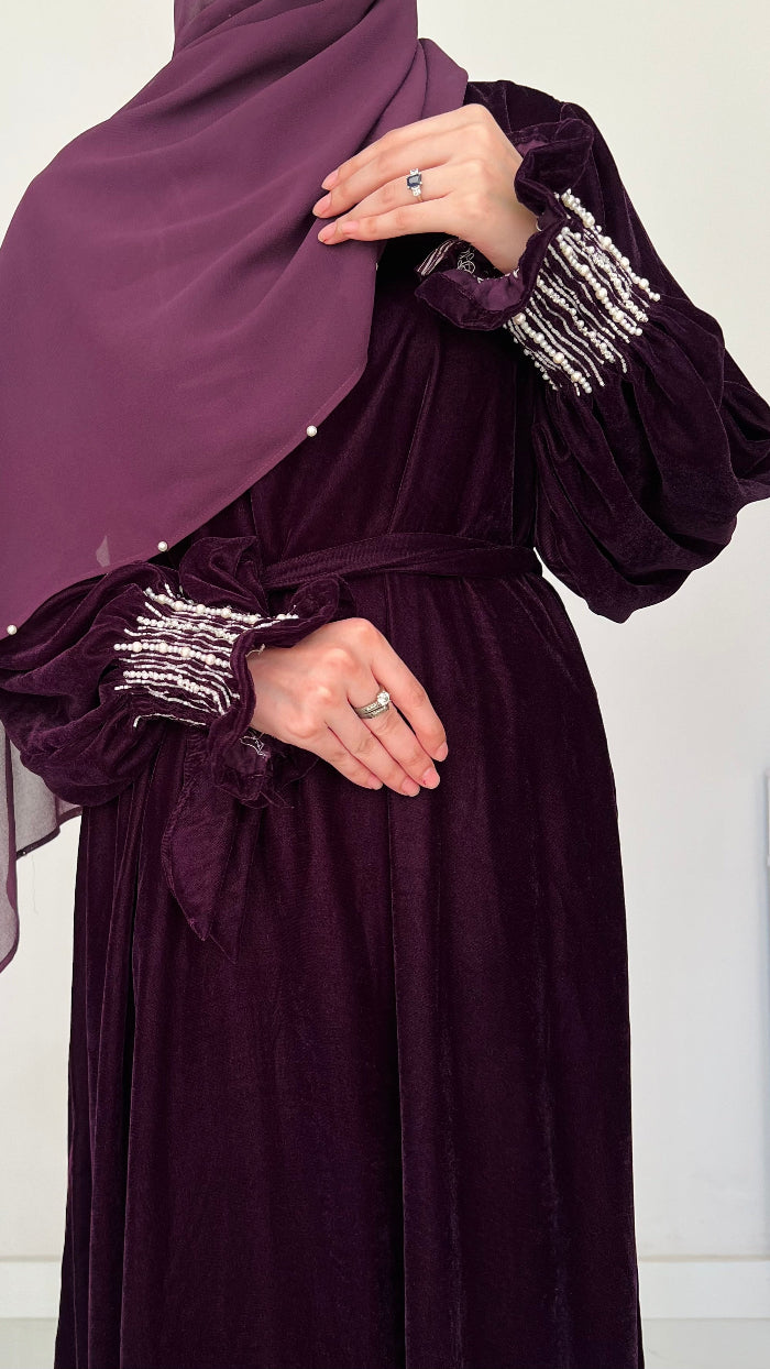 Plum Smooky Stone Work Velvet