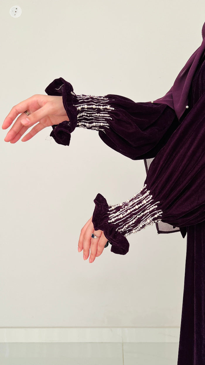 Plum Smooky Stone Work Velvet