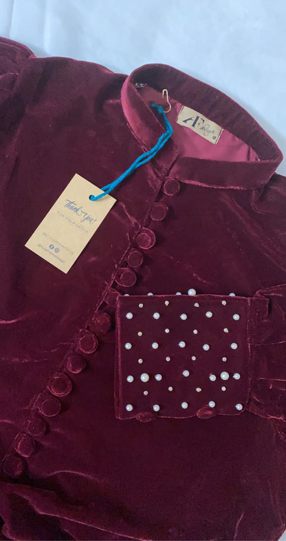 Velvet Cuff Work Abaya