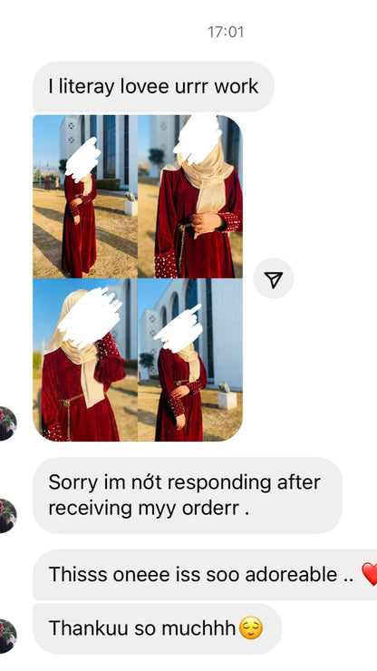 Velvet Cuff Work Abaya