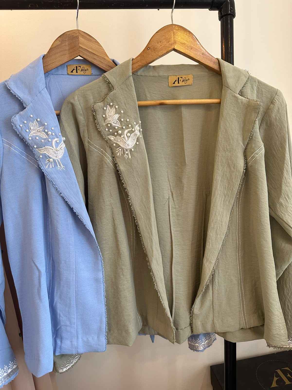 Denim Half Coat in Sage