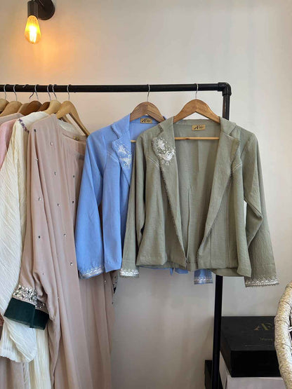 Denim Half Coat in Sage