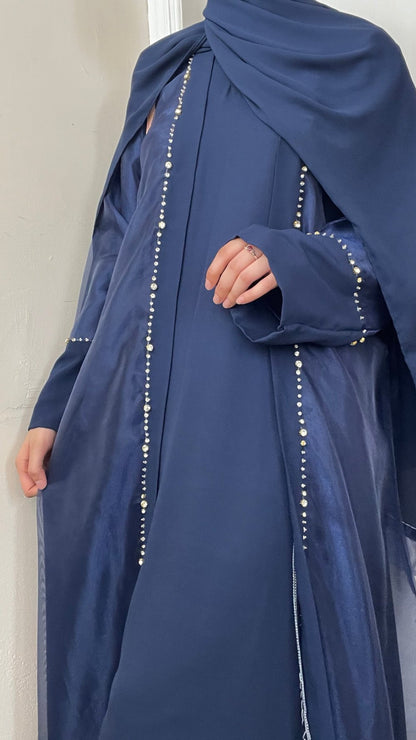 Kimono with tissue and stone work