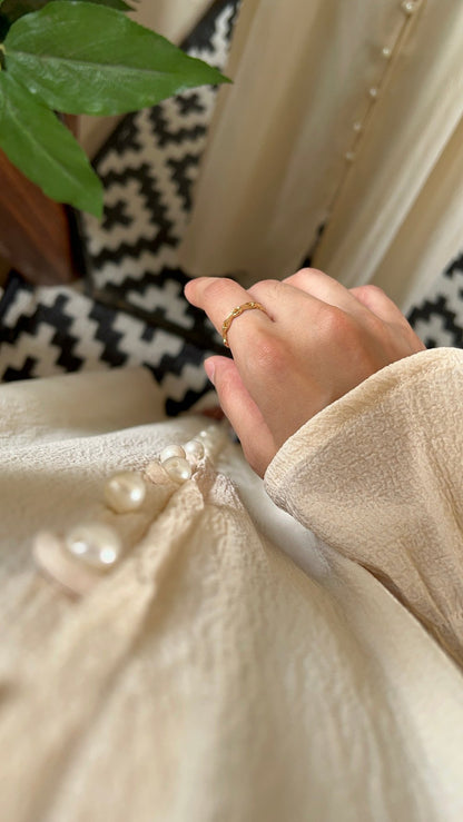 Cream Pearl Buttoned Abaya.