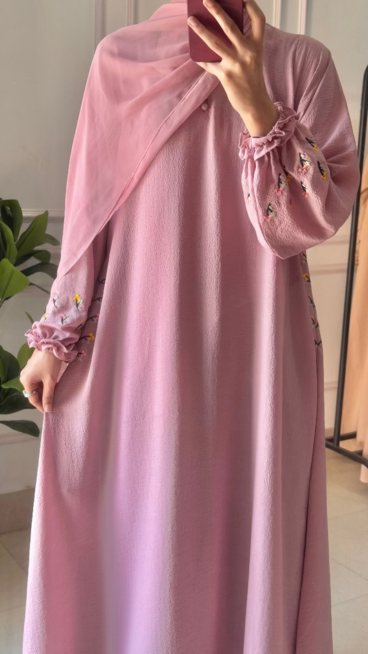 Floral embroidery Tea-Pink & Lilac