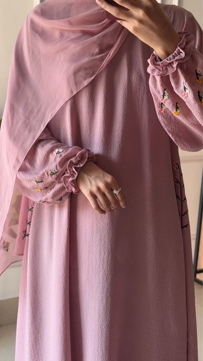Floral embroidery Tea-Pink & Lilac