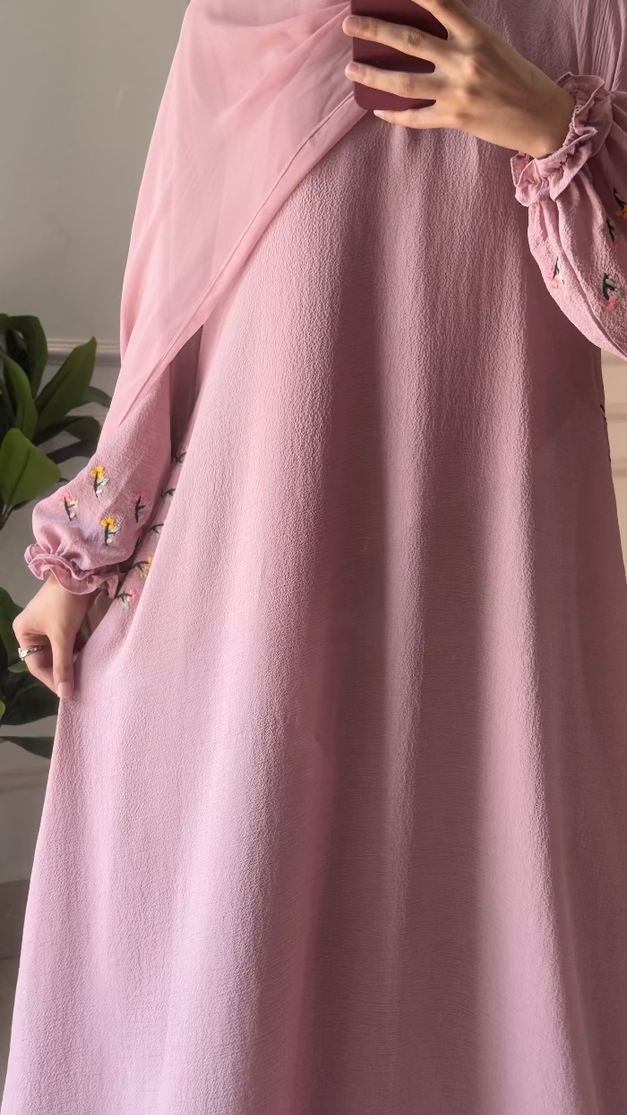 Floral embroidery Tea-Pink & Lilac