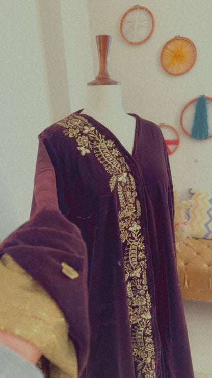 Velvet Gold Brown Abaya 🍂