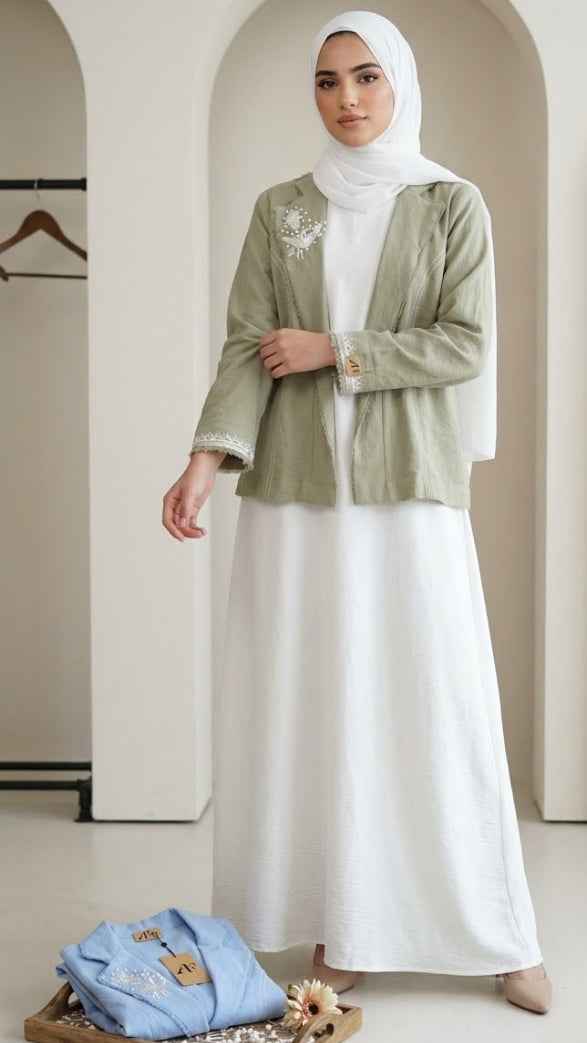 Denim Half Coat in Sage
