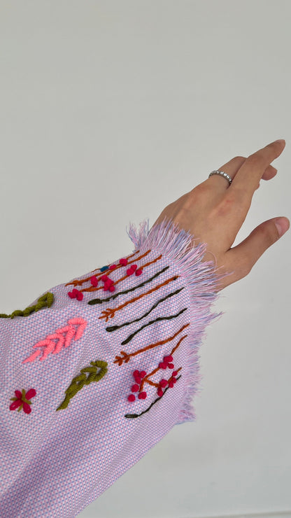 Lilac Autumn Flower Sleeves Abaya