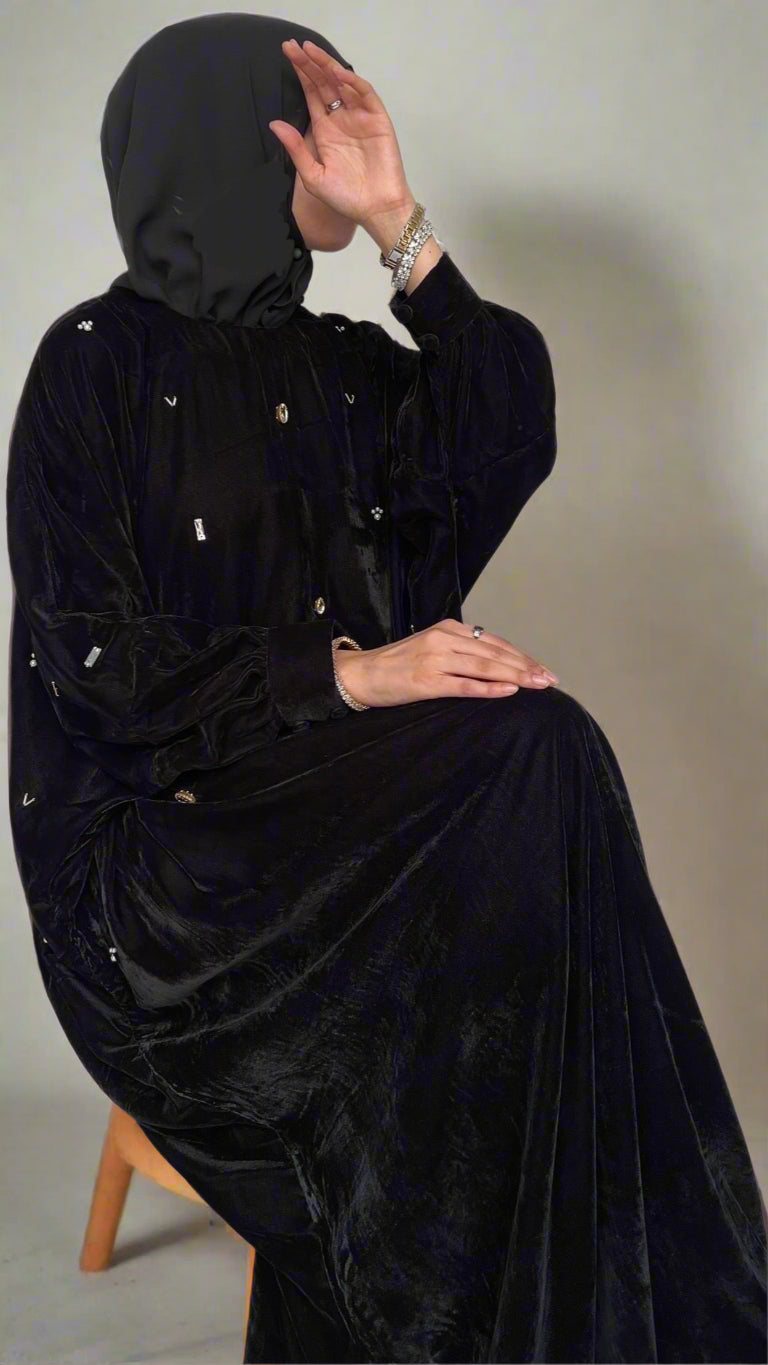 Black Velvet Love Abaya