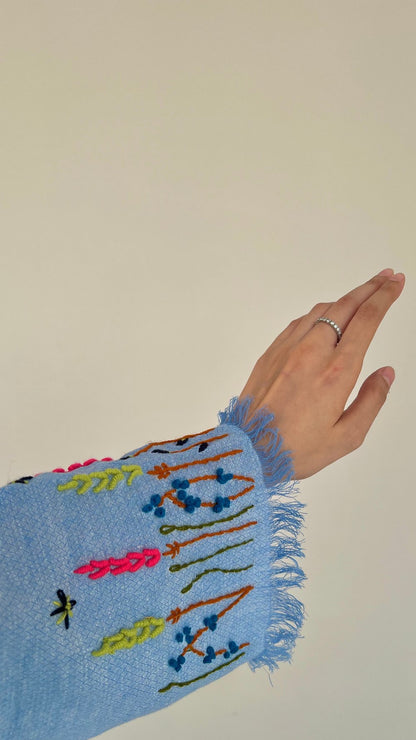 Jeans Autumn Flower Sleeves Abaya