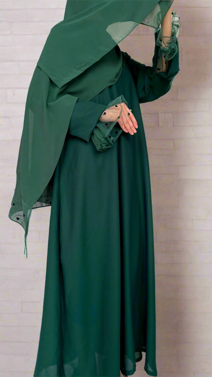 Green Net Sleeves Abaya