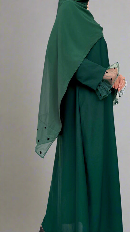 Green Net Sleeves Abaya