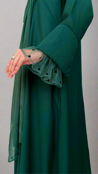 Green Net Sleeves Abaya
