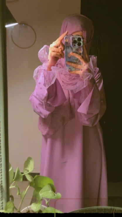 Lilac Net Sleeves Abaya