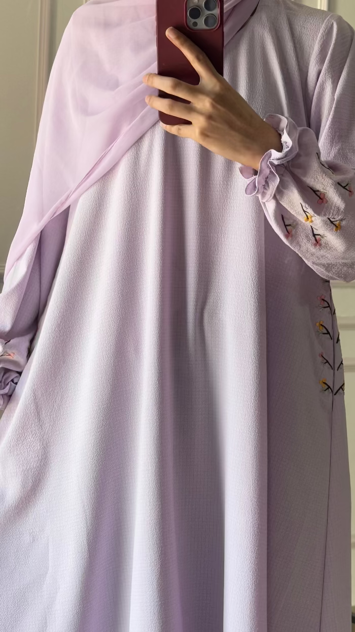 Floral embroidery Tea-Pink & Lilac