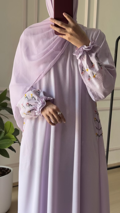 Floral embroidery Tea-Pink & Lilac