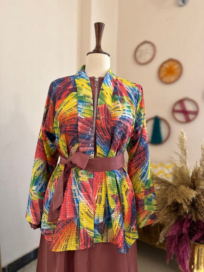 Multi Printed Half Coat