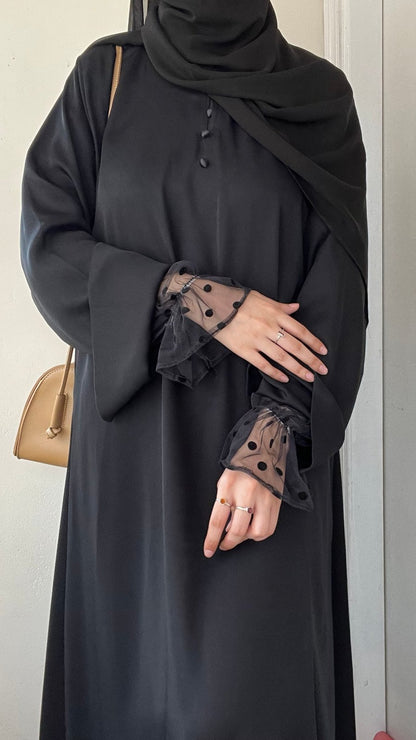 Lilac Net Sleeves Abaya