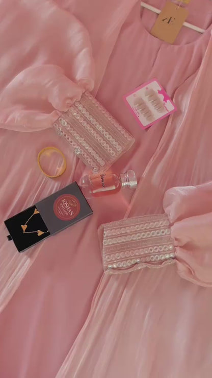 Pink Sapphire Luxury Abaya Set