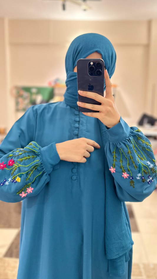 Floral Handwork Sleeves Abaya