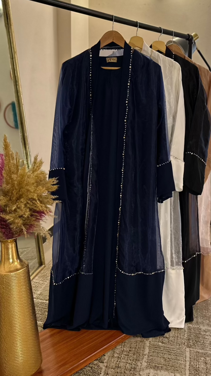 Kimono with tissue and stone work