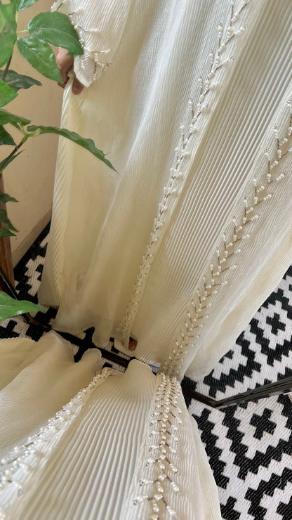 Cream Pearl work Abaya